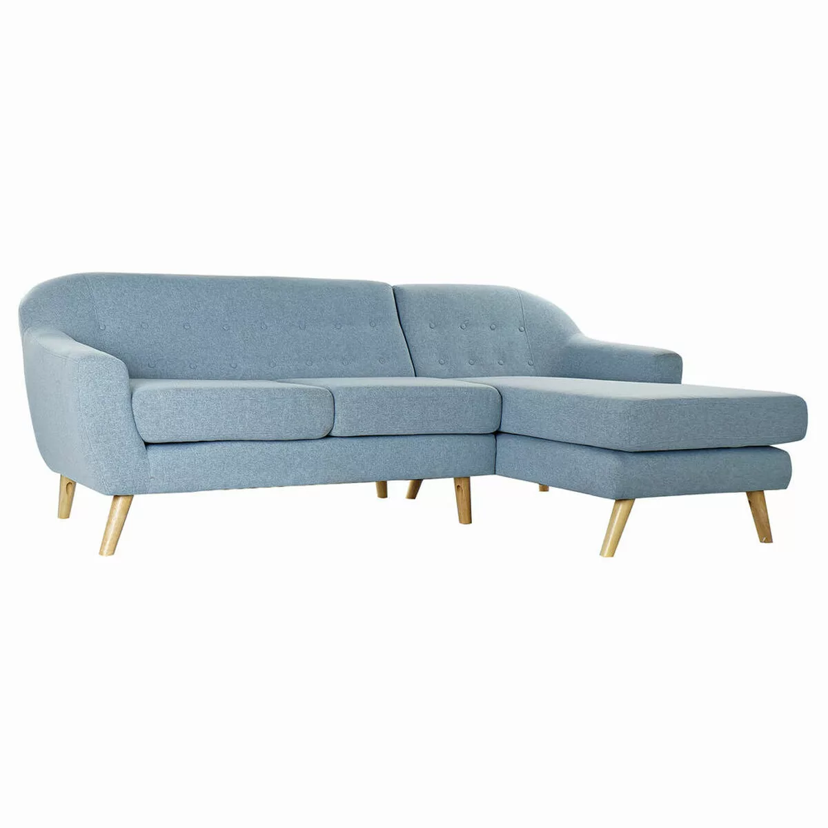 Dreisitzer-sofa Dkd Home Decor Polyester Kautschukholz Himmelsblau (226 X 1 günstig online kaufen