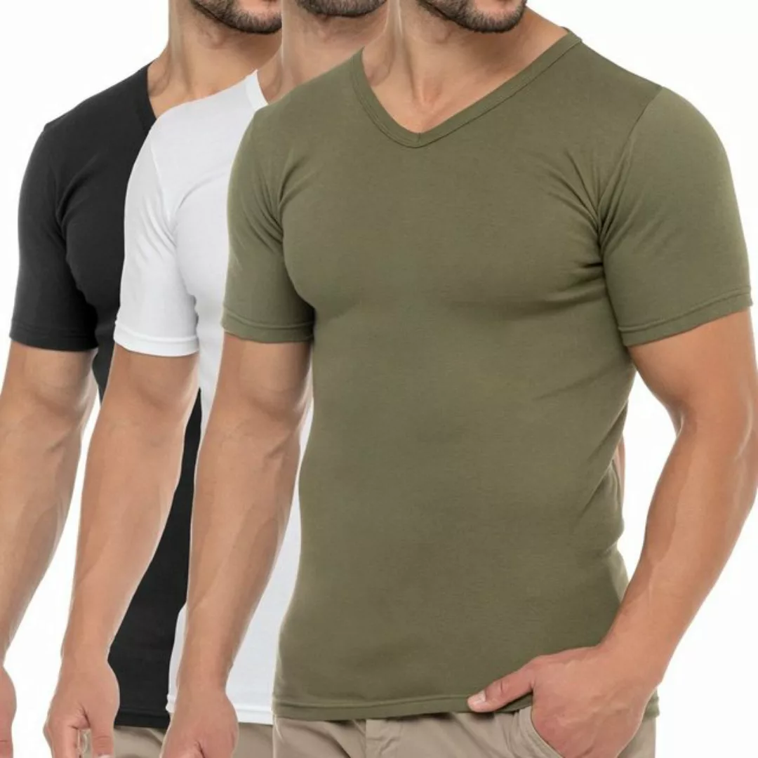 celodoro Kurzarmshirt Herren Business T-Shirt V-Neck Feinripp Baumwolle (1e günstig online kaufen