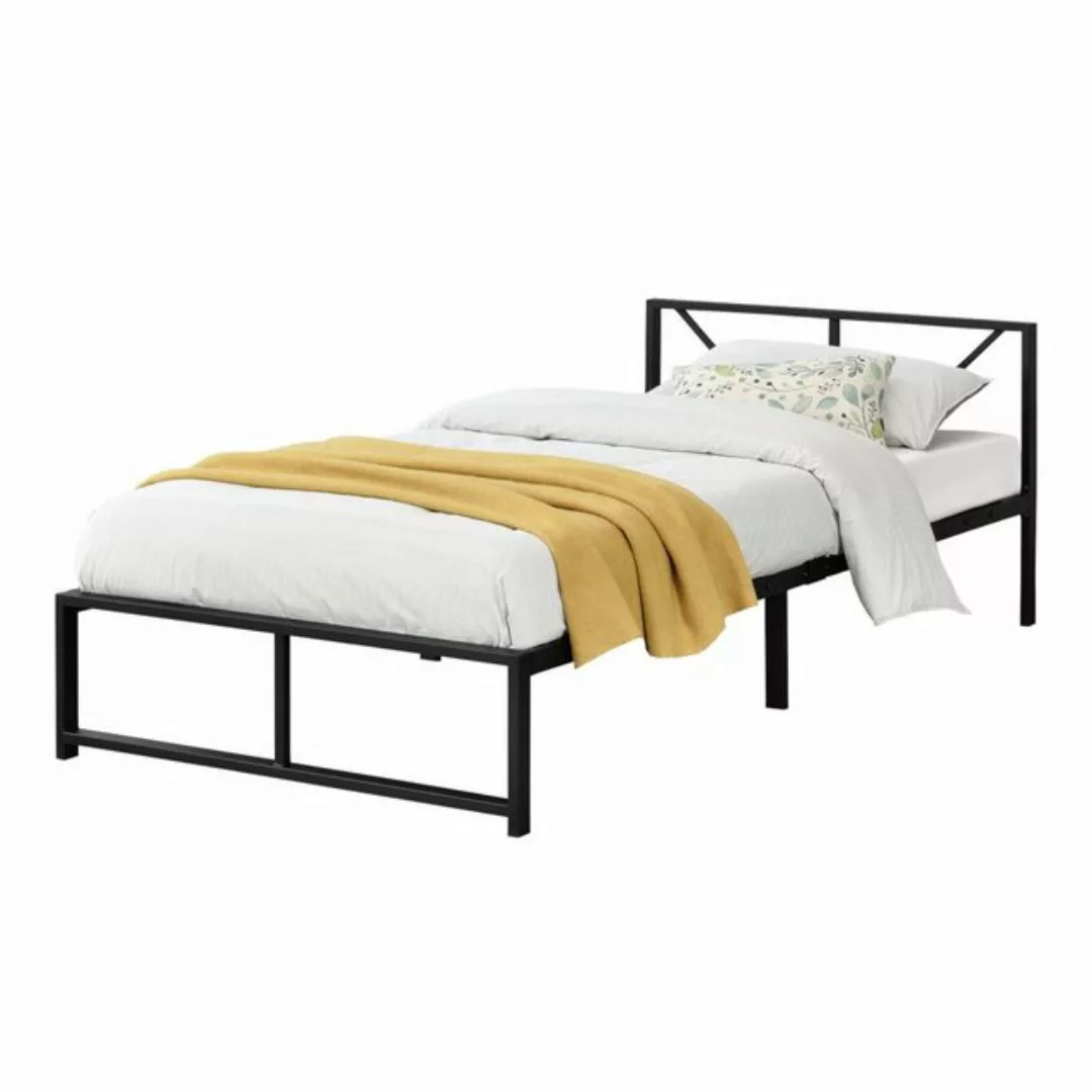 en.casa Metallbett, »Meran« Bettgestell 90x200 cm Jugendbett schwarz günstig online kaufen