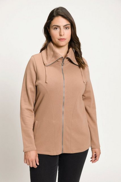 Ulla Popken Sweatjacke Sweatjacke drapierter Stehkragen günstig online kaufen