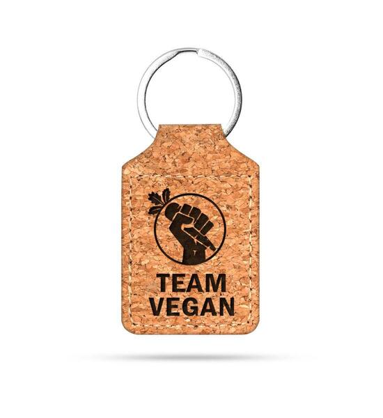 Team Vegan Logo - Kork Schlüsselanhänger Eckig Mit Lasergravur günstig online kaufen