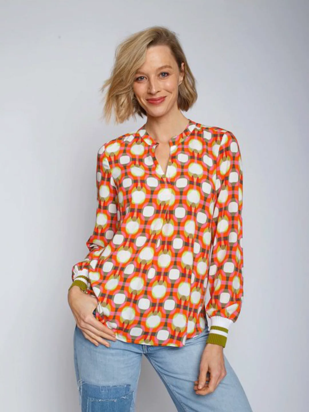 Emily Van Den Bergh Schlupfbluse Shirtbluse Multi Retro Geometric günstig online kaufen