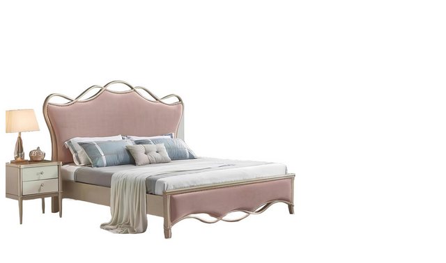 Xlmoebel Bett Luxuriöses Doppelbett in Rosa aus Leder mit stilvollem Design günstig online kaufen