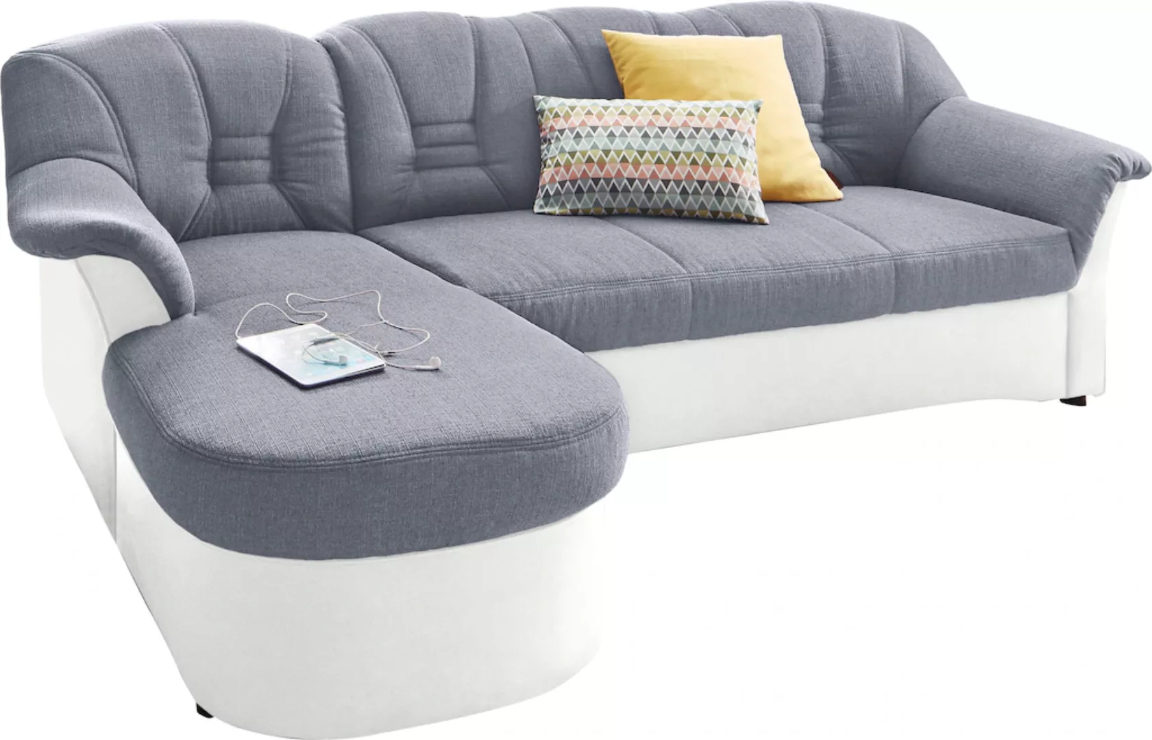DOMO collection Ecksofa »Elva, zeitlose Formensprache, elegante Rückenstepp günstig online kaufen