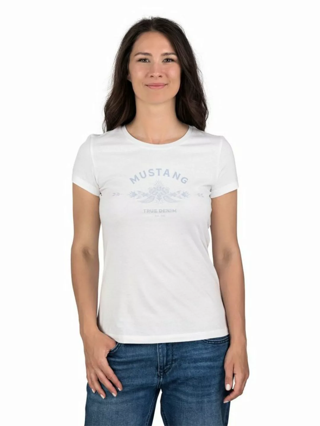 MUSTANG T-Shirt Damen Logo Printshirt Alexia C Logo Slim Fit (1-tlg) Basic günstig online kaufen