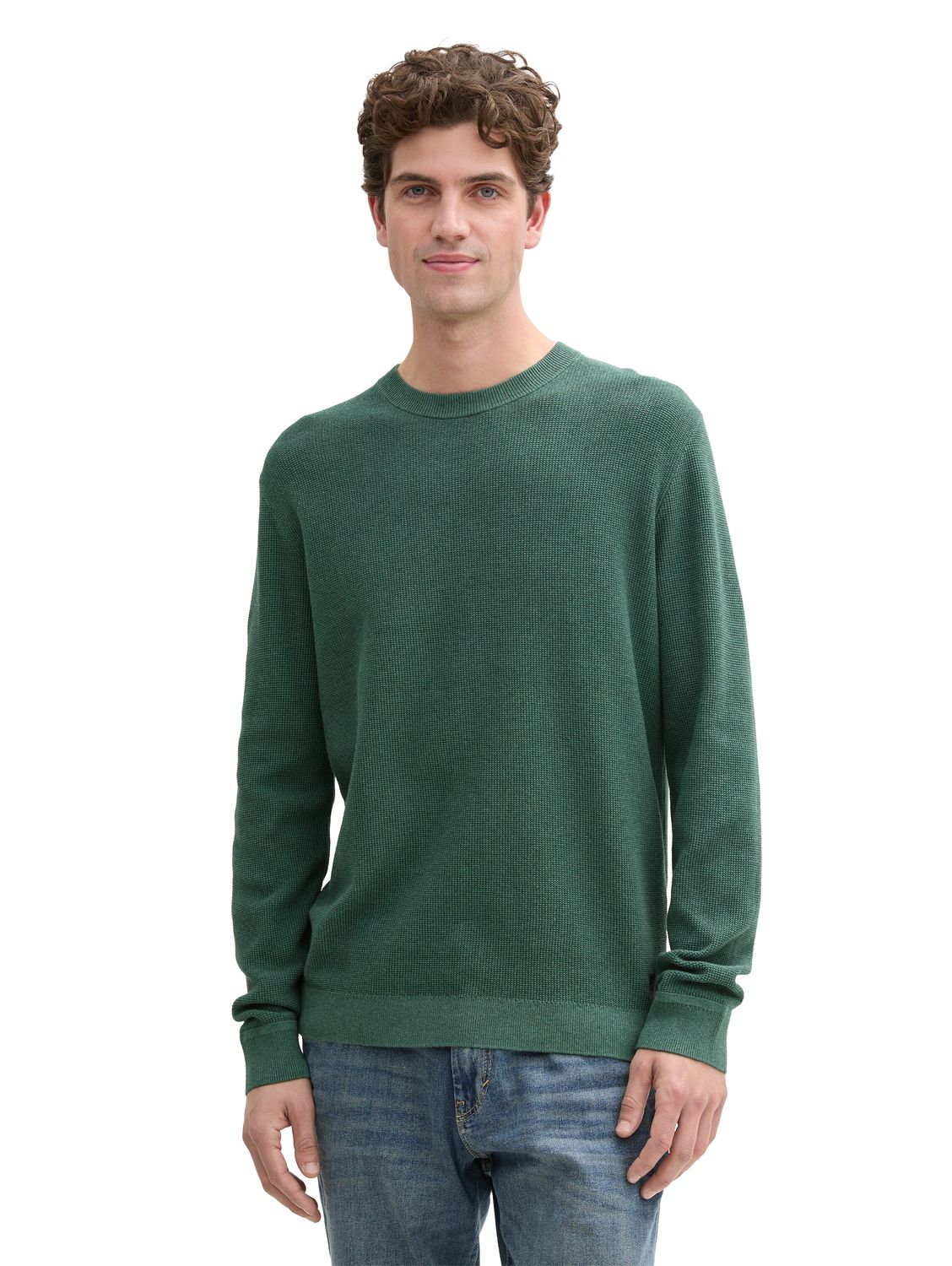 Tom Tailor Herren Rundhals Pullover STRUCTURED CREWNECK - Regular Fit günstig online kaufen