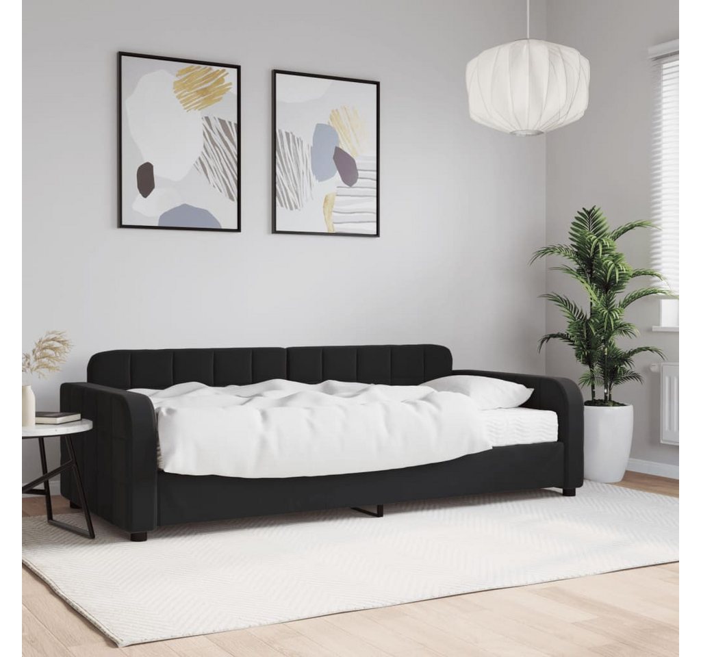 vidaXL Gästebett Gästebett Tagesbett mit Matratze Schwarz 90x200 cm Samt Be günstig online kaufen