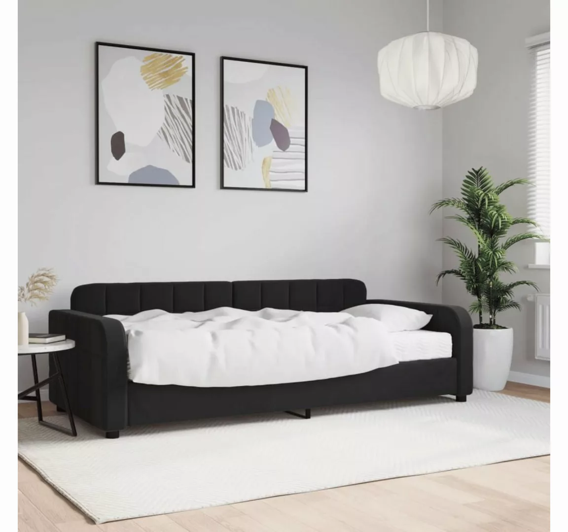 vidaXL Gästebett Gästebett Tagesbett mit Matratze Schwarz 90x190 cm Samt Be günstig online kaufen