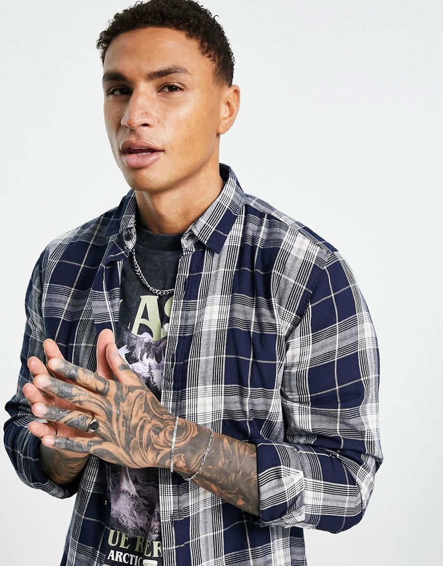 Jack & Jones – Originals – Karohemd in Marineblau günstig online kaufen