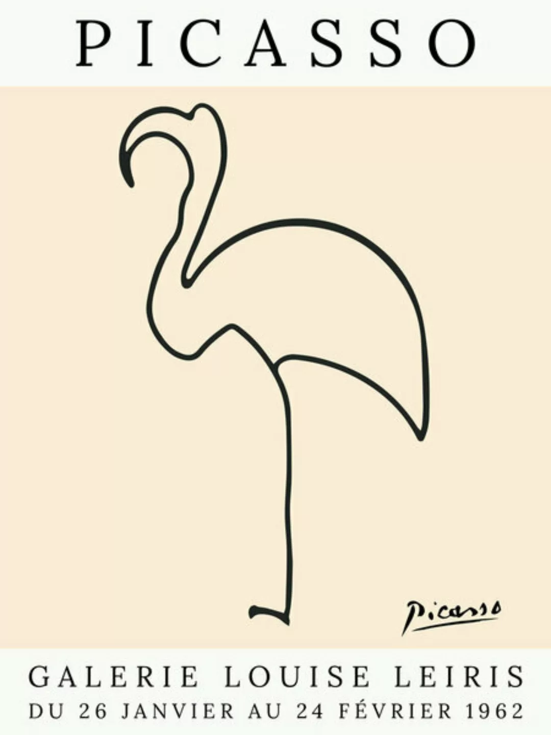 Poster / Leinwandbild - Picasso Flamingo – Beige günstig online kaufen