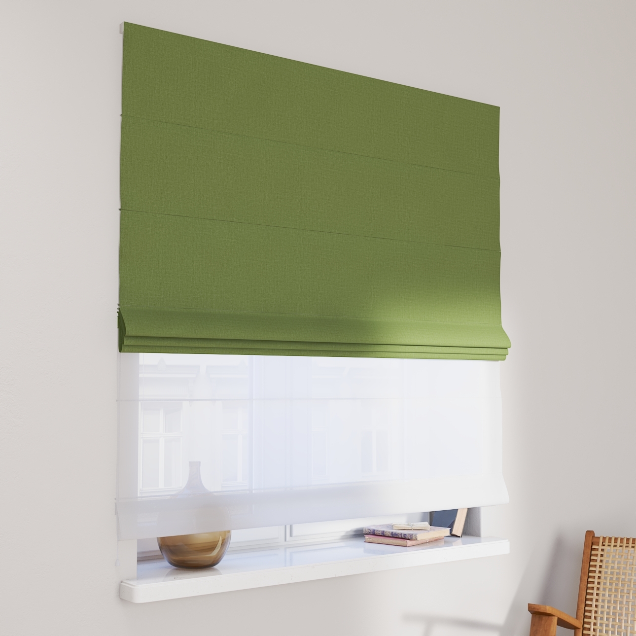 Dekoria Doppelraffrollo Duo, grün, 160 x 170 cm günstig online kaufen