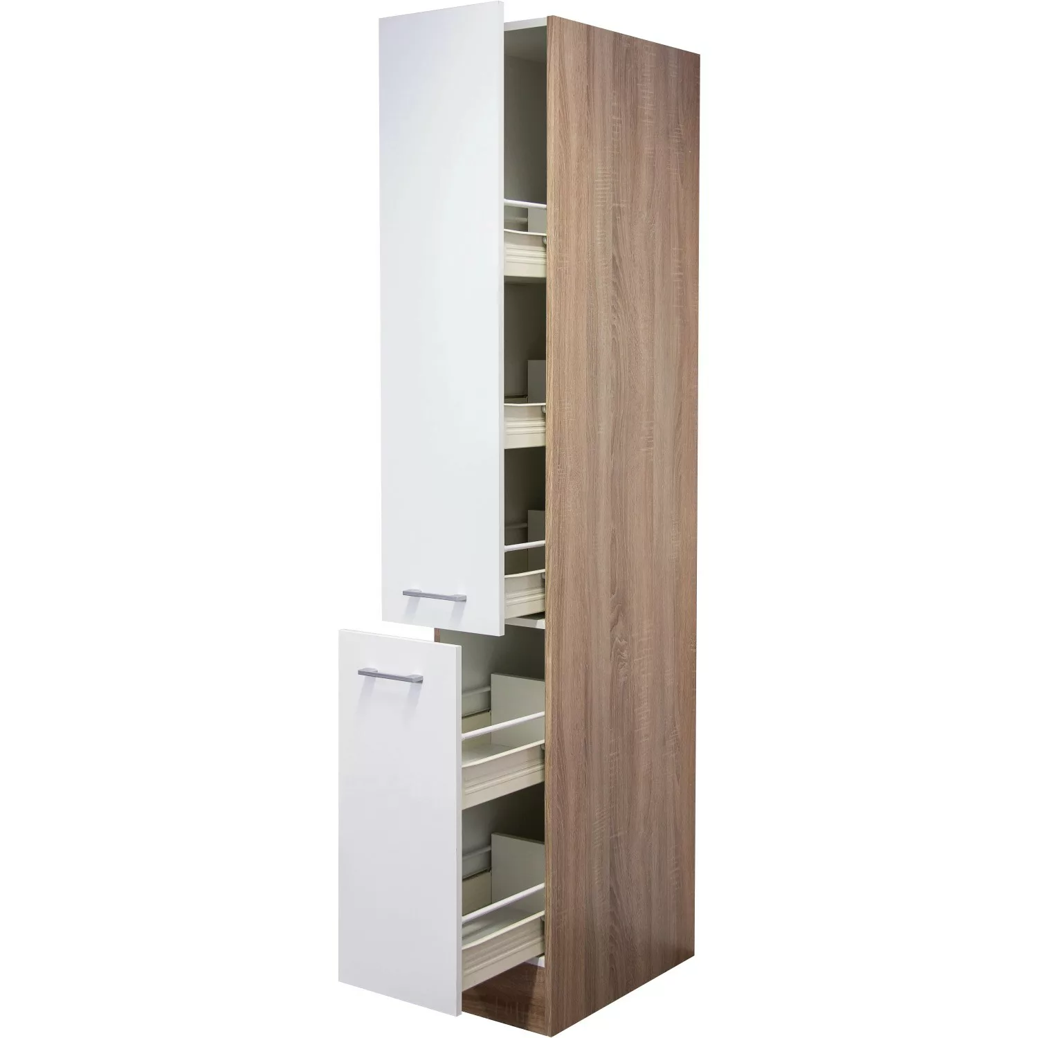 Flex-Well Classic Apotheker-Hochschrank Florida30 cm Weiß-Sonoma Eiche günstig online kaufen