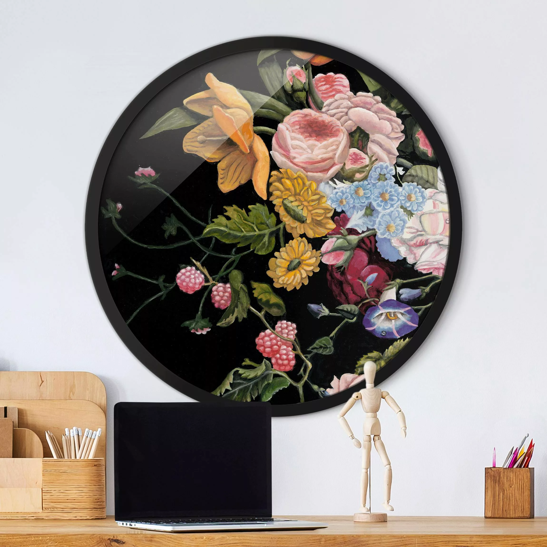 Rundes Gerahmtes Bild Blumentraum Bouquet II günstig online kaufen
