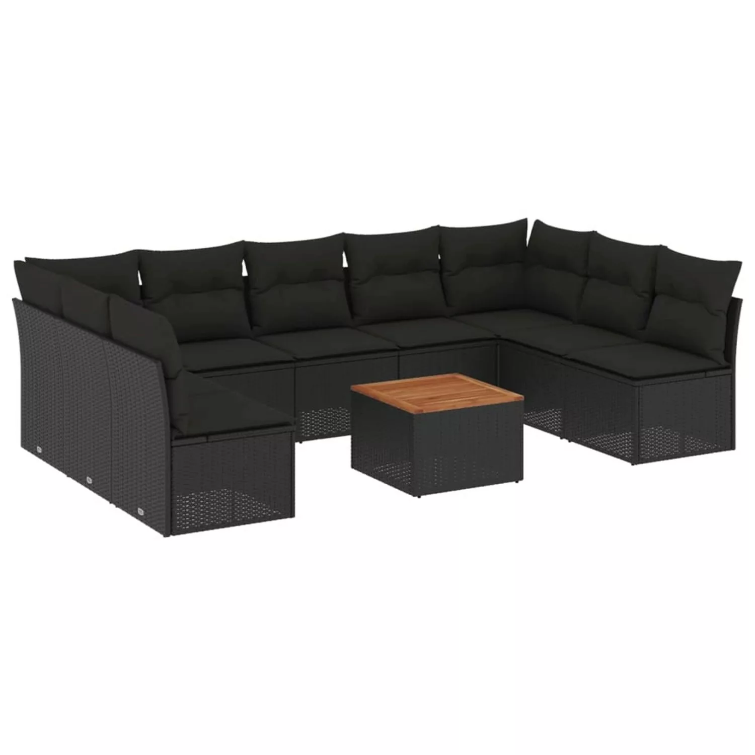 vidaXL 10-tlg Garten-Sofagarnitur mit Kissen Schwarz Poly Rattan Modell 63 günstig online kaufen