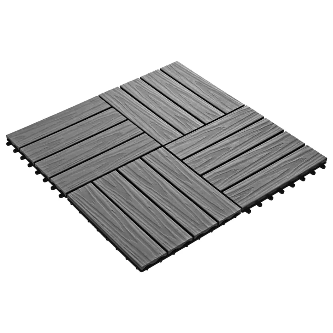 11 Stk. Terrassenfliesen Geprägtes Wpc 30x30cm 1qm Grau günstig online kaufen