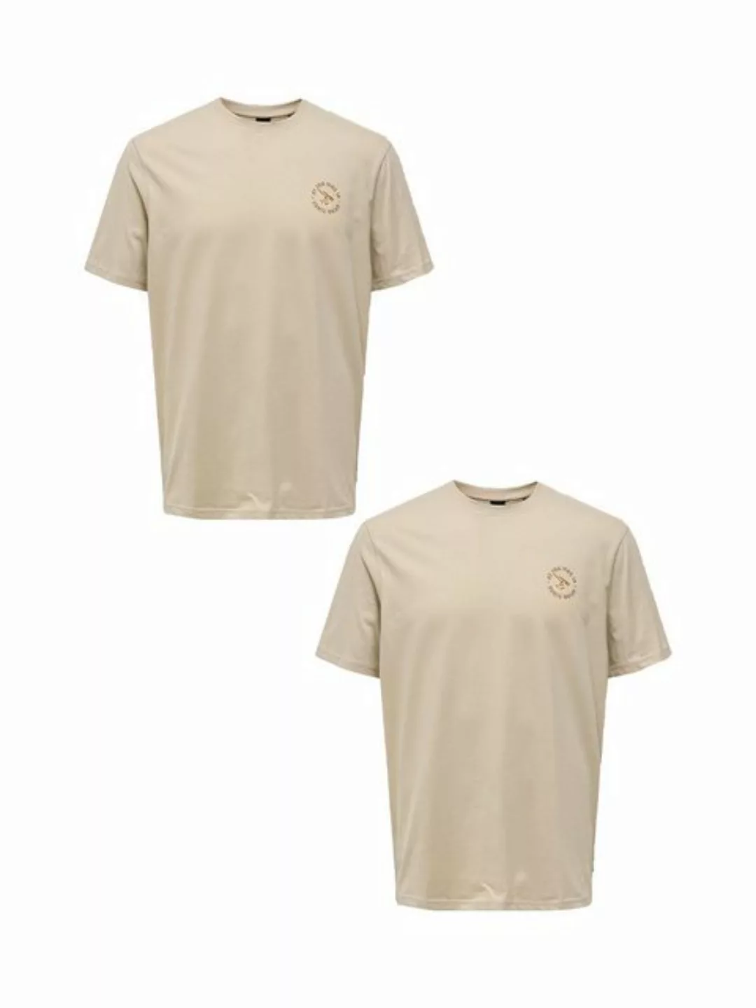 ONLY & SONS T-Shirt T-Shirt 2er-Set Rundhals Kurzarm (1-tlg) 7639 in Beige günstig online kaufen