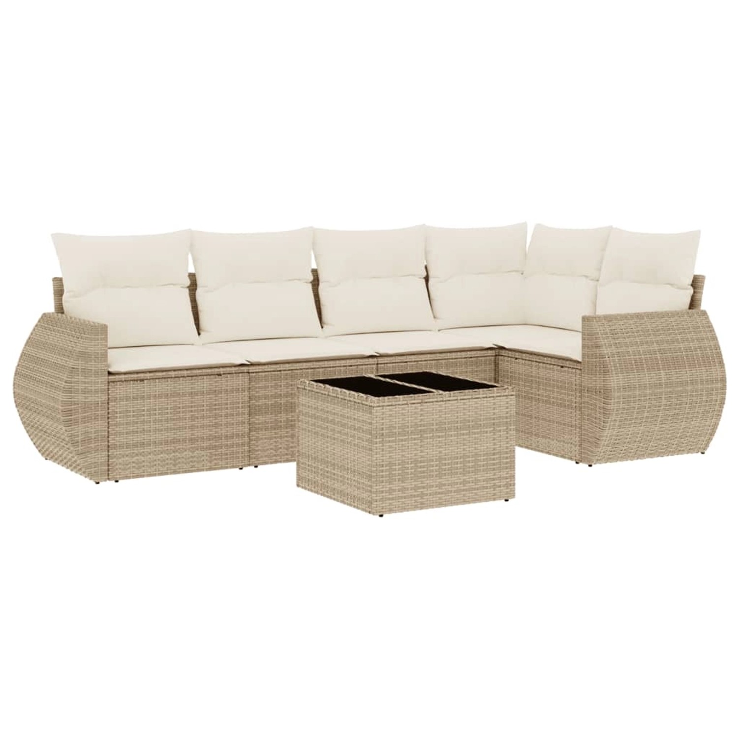 vidaXL 6-Tlg Garten-Sofagarnitur mit Kissen Beige Poly Rattan 3221337 günstig online kaufen