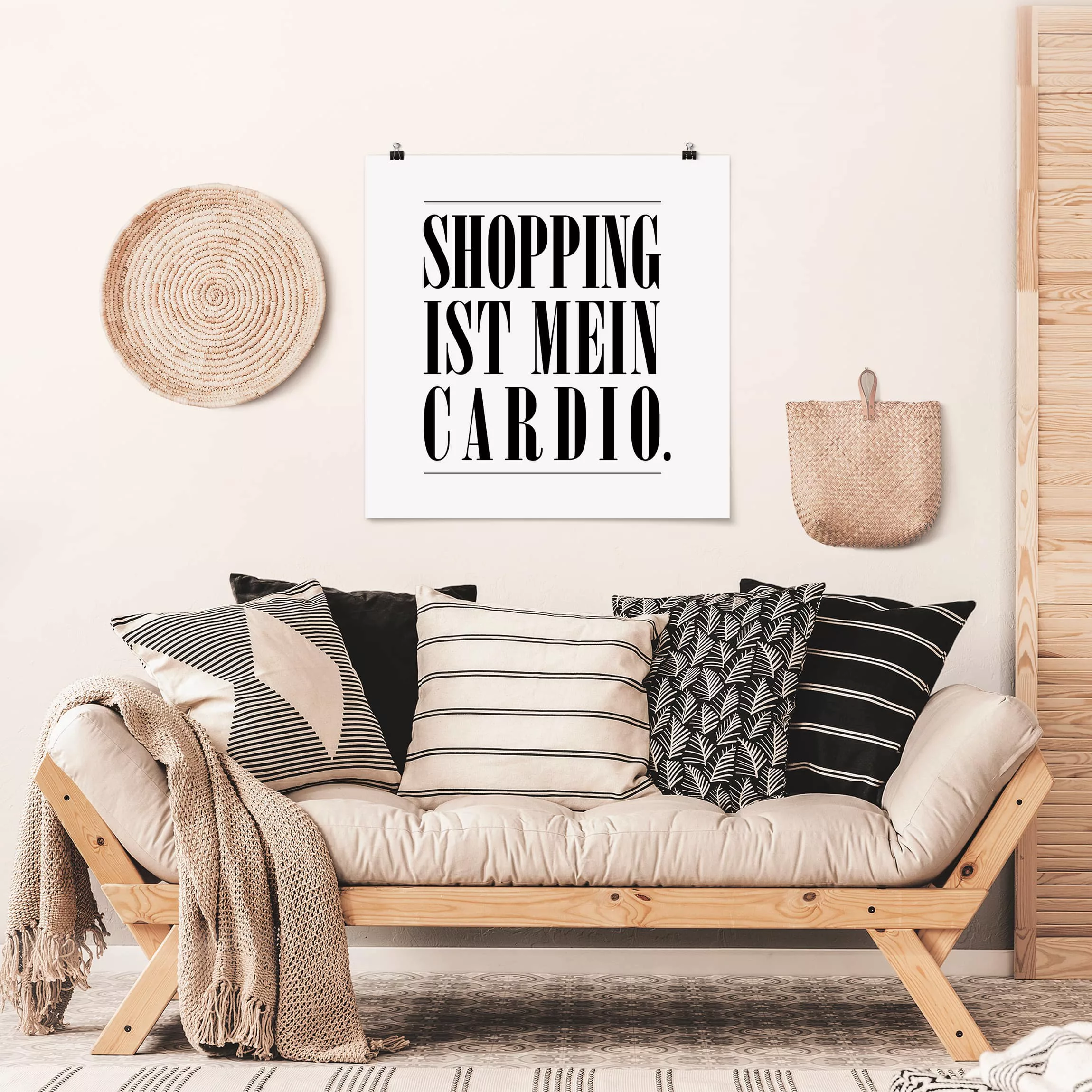 Poster Spruch - Quadrat Shopping ist mein Cardio günstig online kaufen