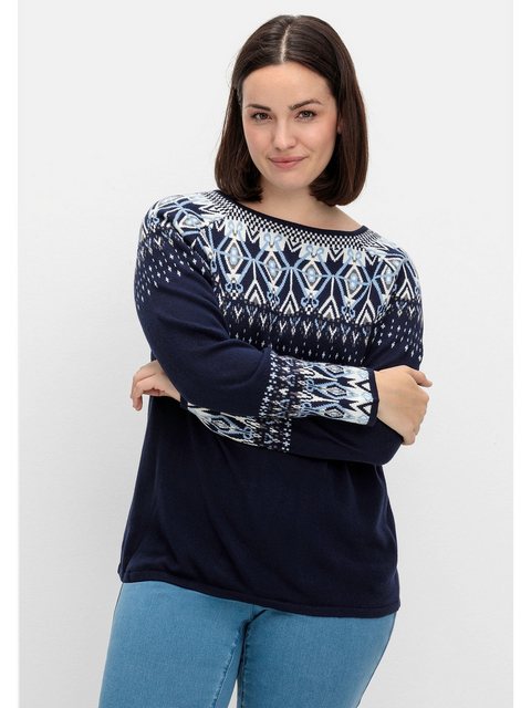 Sheego Strickpullover Große Größen mit Norwegermuster günstig online kaufen