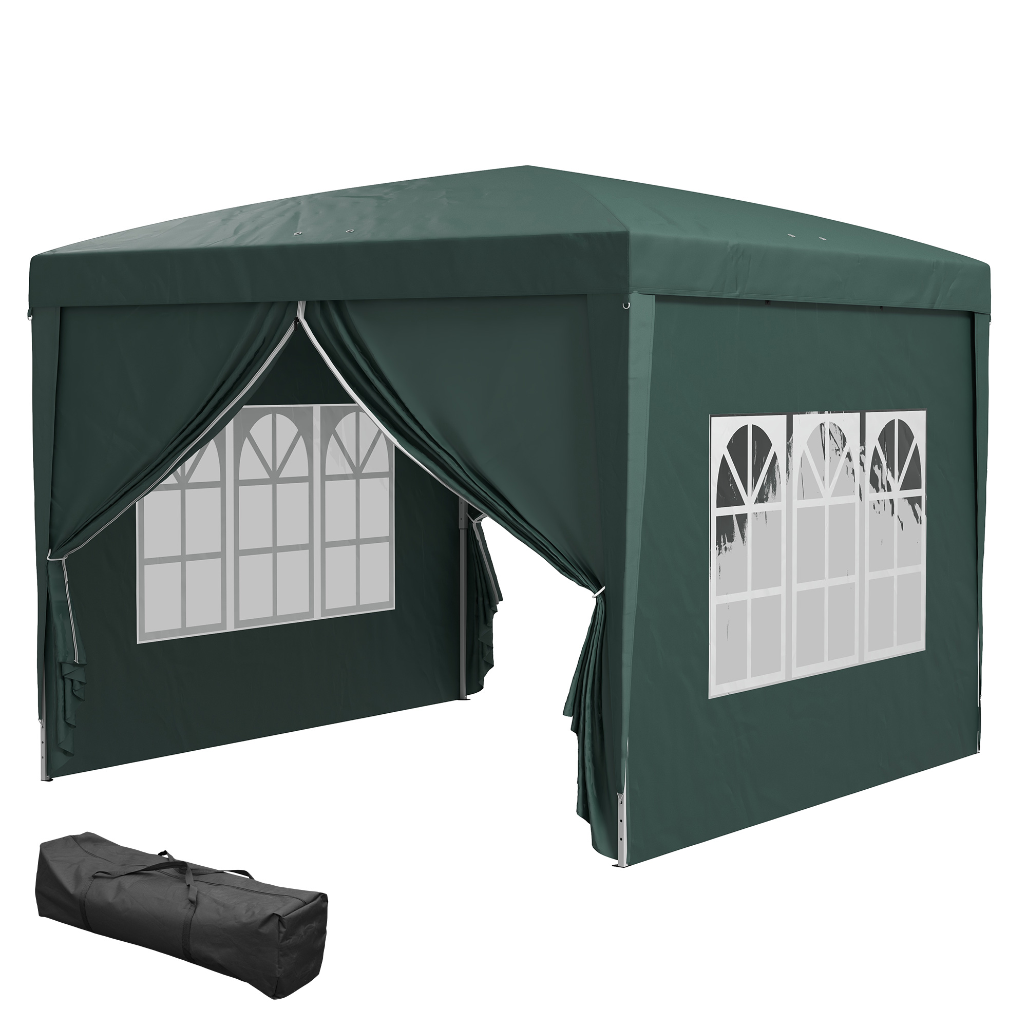 Outsunny Faltpavillon 3 x 3 m mit 4 Seitenwänden und Fenstern, tragbare Fes günstig online kaufen