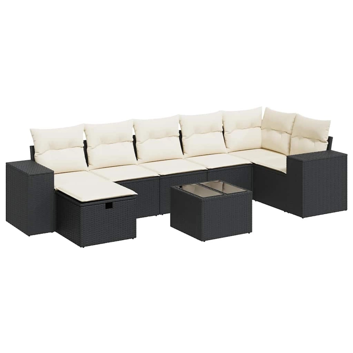 vidaXL 8-Tlg Garten-Sofagarnitur mit Kissen Schwarz Poly Rattan 3325712 günstig online kaufen