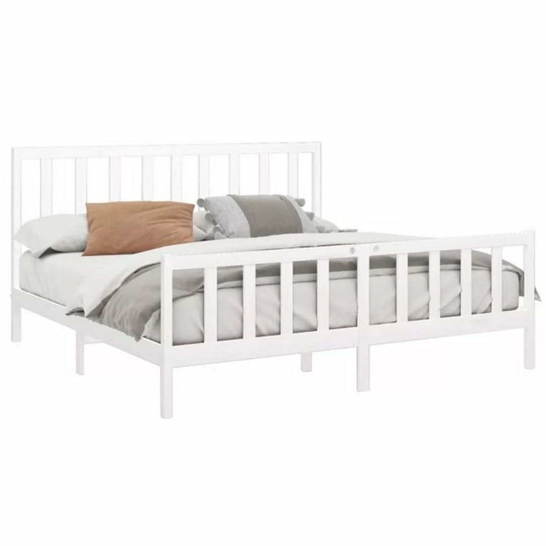 vidaXL Bettgestell Massivholzbett Weiß Kiefer 200x200 cm Bett Bettgestell D günstig online kaufen