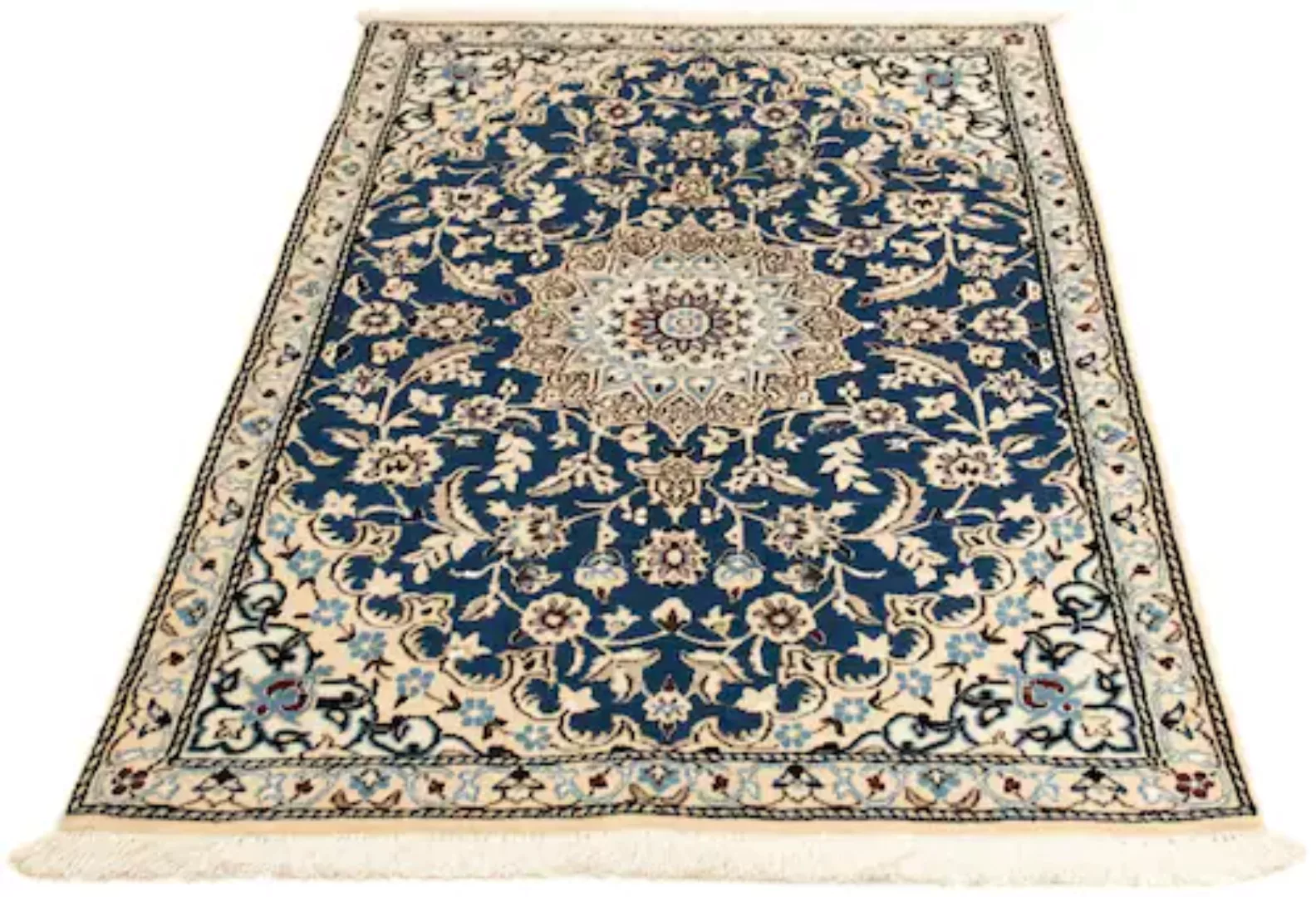 morgenland Wollteppich »Nain 9la Teppich handgeknüpft blau«, rechteckig günstig online kaufen