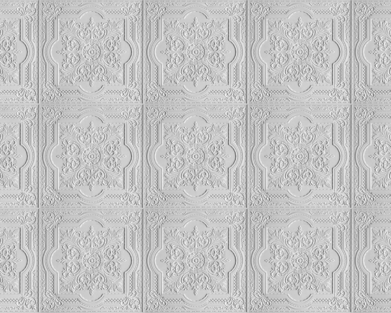 Fototapete  3D Barock Ornament Weiß  4,00m x 2,70m FSC® günstig online kaufen