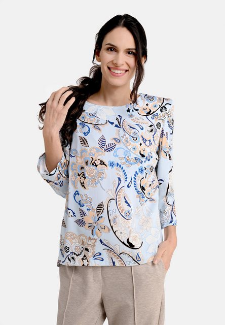 BICALLA Blusentop Bluse mit Ornament-Print in Hellblau/Beige günstig online kaufen