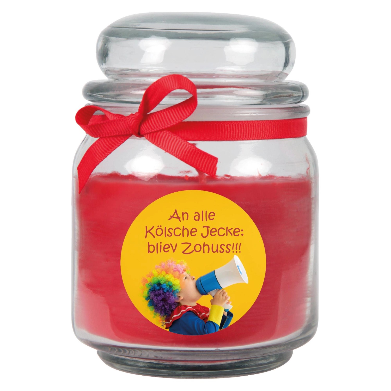 HS Candle Duftkerze & Glas Karneval Rot Bonbon 70h günstig online kaufen