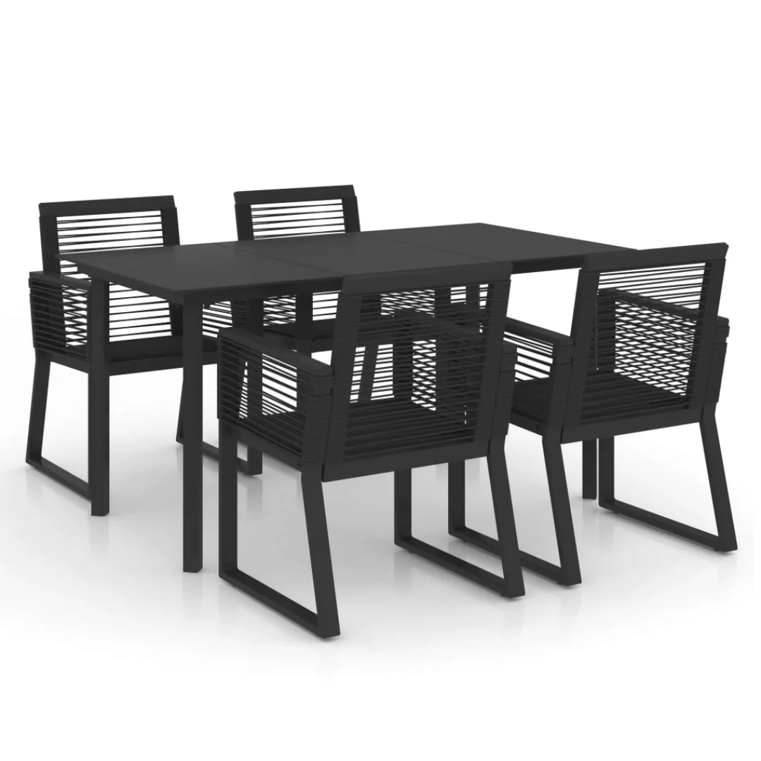 5-tlg. Garten-essgruppe Pvc Rattan Schwarz günstig online kaufen