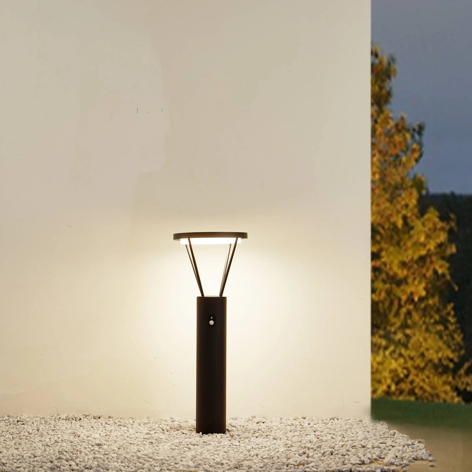 Lucande LED-Solarwegelampe Elario, schwarz, Alu, CCT, Sensor günstig online kaufen