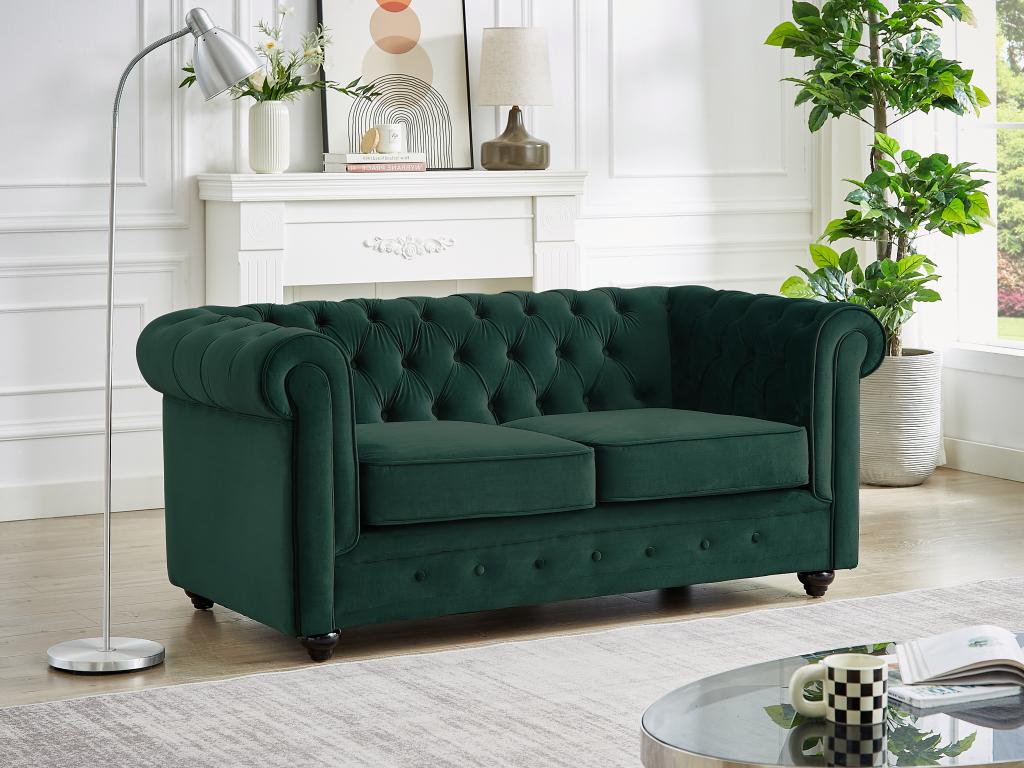 Sofa 2-Sitzer - Samt - Grün - CHESTERFIELD günstig online kaufen