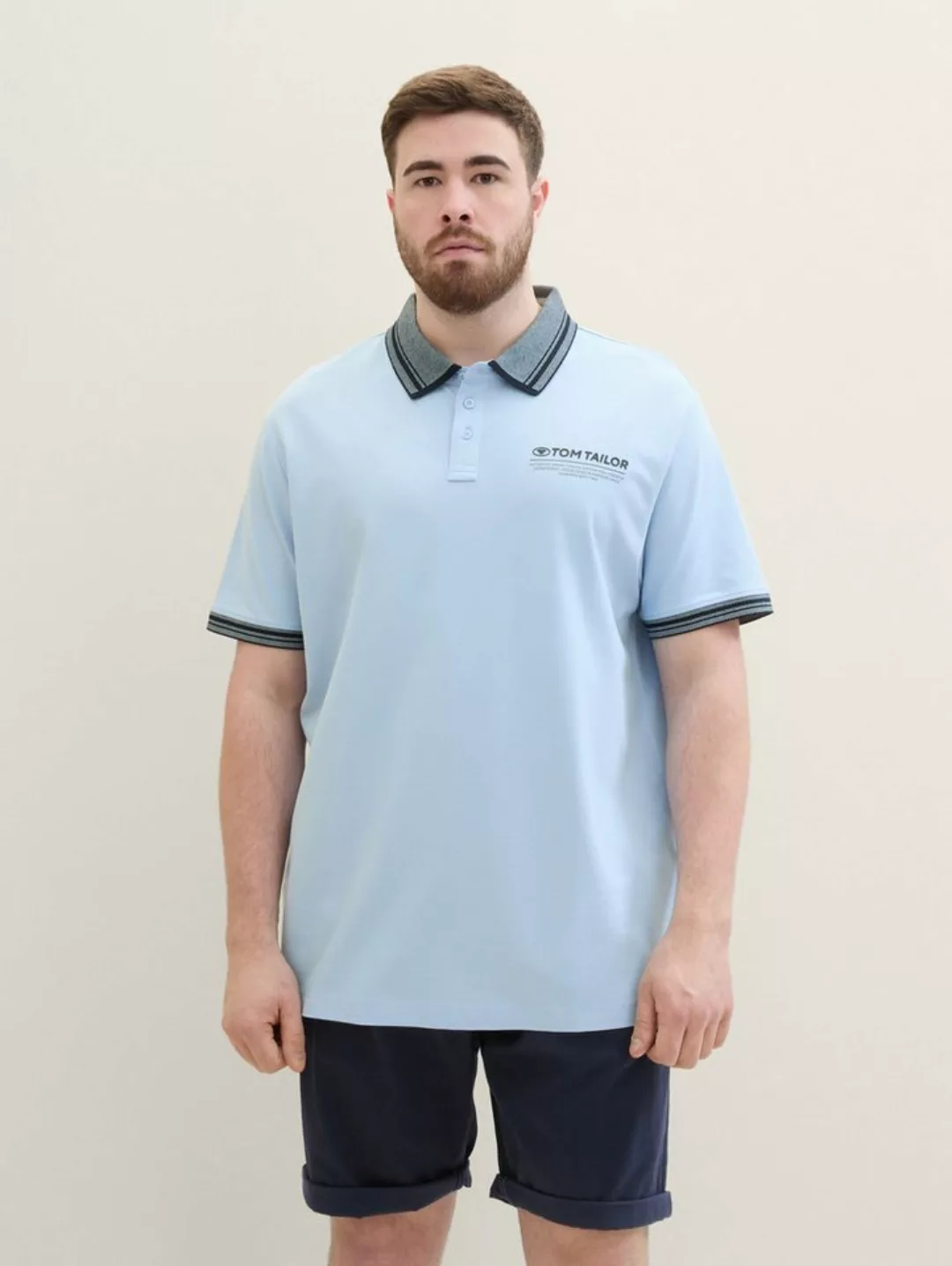 TOM TAILOR PLUS Poloshirt Plus - Poloshirt mit Logo Print günstig online kaufen