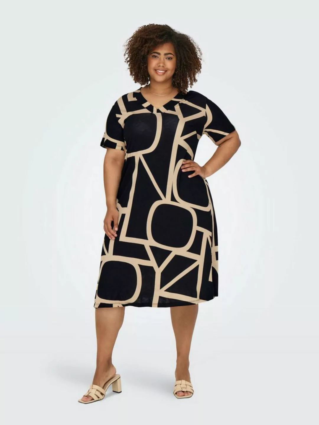 ONLY CARMAKOMA Shirtkleid Kleid Plus Size V-Ausschnitt Kurzarm Midi Sommer günstig online kaufen