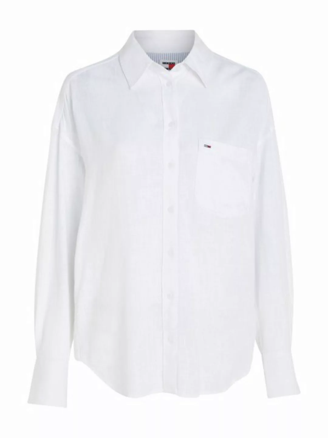 Tommy Jeans Klassische Bluse TJW SP OVR LINEN SHIRT mit Tommy Jeans Flagge günstig online kaufen