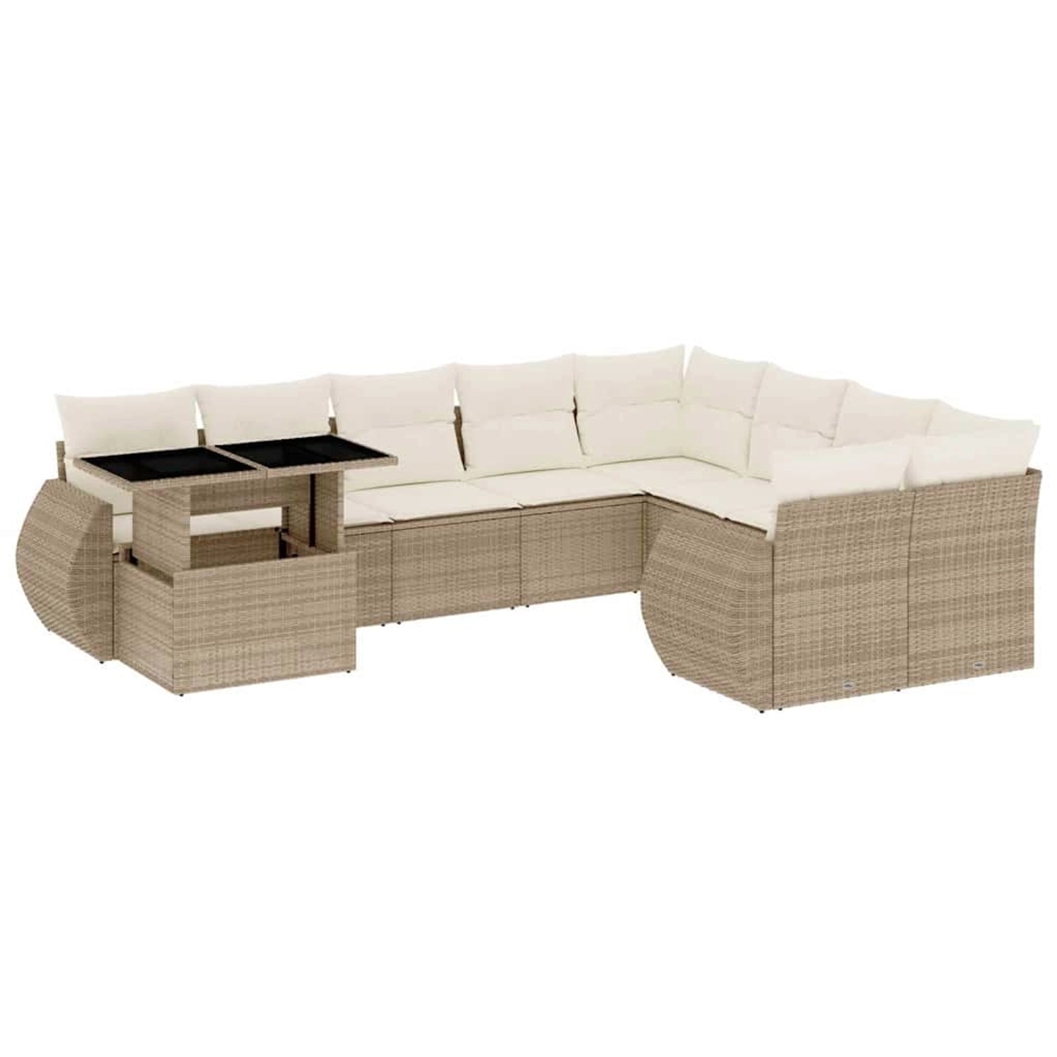 vidaXL 10-Tlg Garten-Sofagarnitur mit Kissen Beige Poly Rattan 3268768 günstig online kaufen
