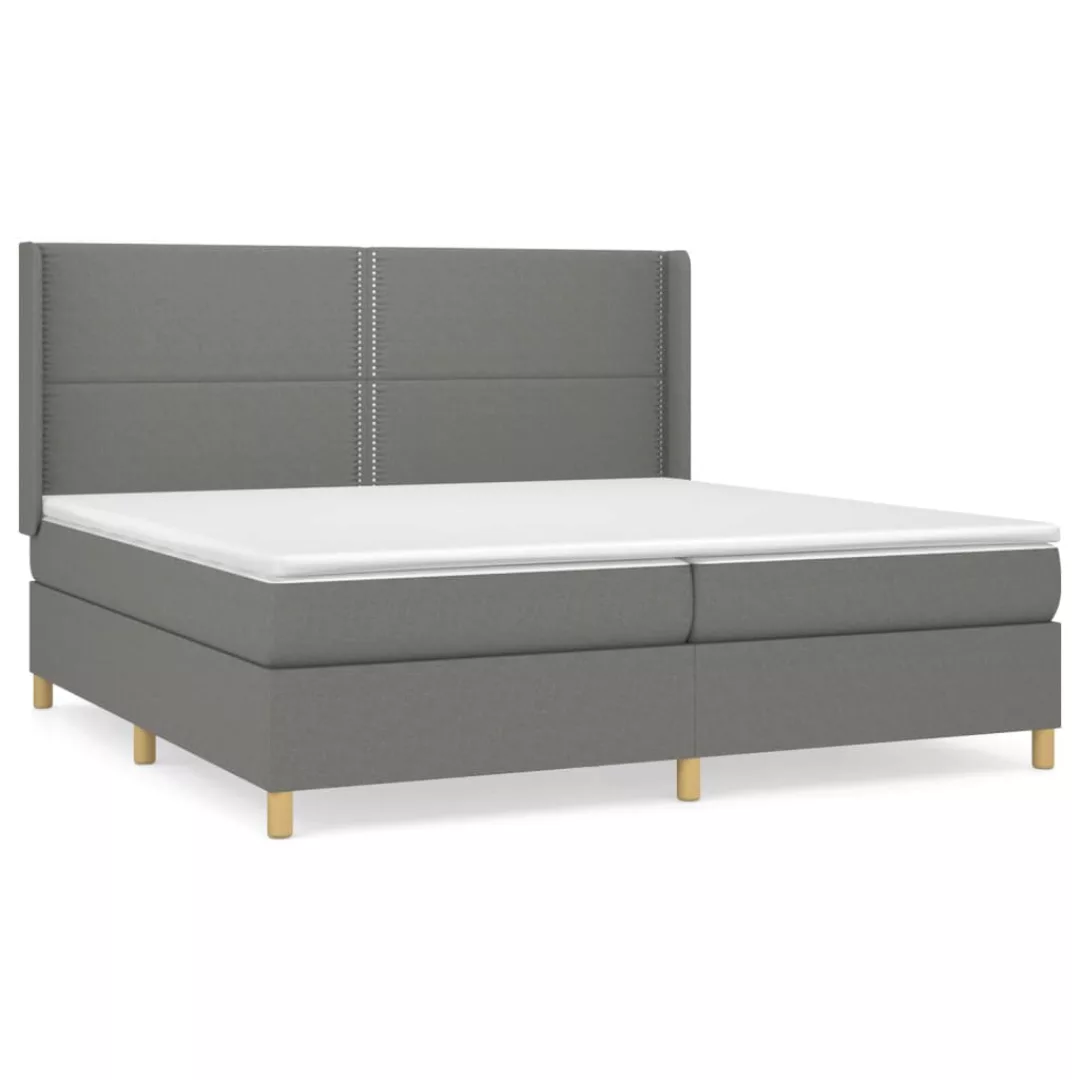 Vidaxl Boxspringbett Mit Matratze Dunkelgrau 200x200 Cm Stoff günstig online kaufen