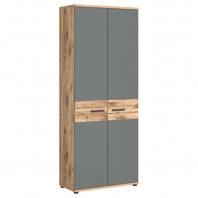 xonox.home Aktenschrank in Nox Oak / Basalt Grau - 80x199x37cm (BxHxT) günstig online kaufen