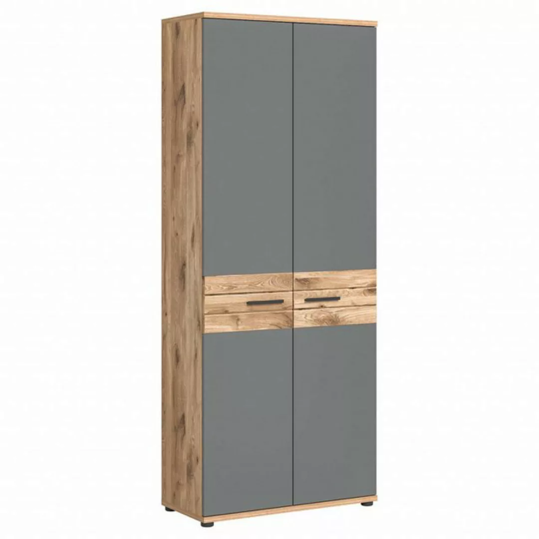 xonox.home Aktenschrank in Nox Oak / Basalt Grau - 80x199x37cm (BxHxT) günstig online kaufen