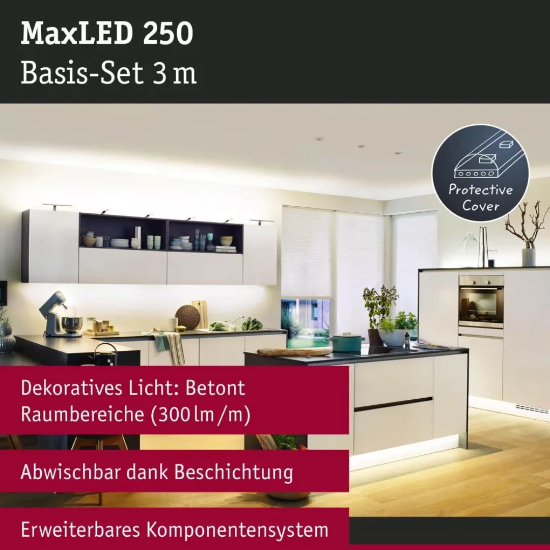 LED Strip MaxLED Starterset in Silber 12W 720lm IP44 2700K 3000mm günstig online kaufen