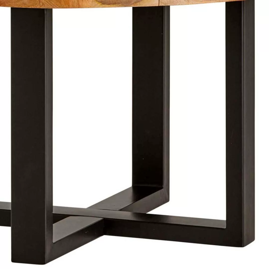 Holztisch Massiv im Industry und Loft Stil runder Tischplatte günstig online kaufen