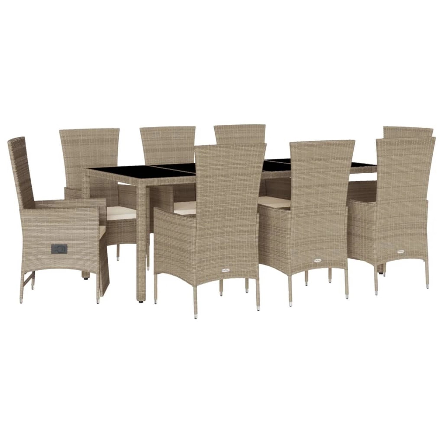 vidaXL 9-Tlg Garten-Essgruppe mit Kissen Beige Poly Rattan 3277582 günstig online kaufen
