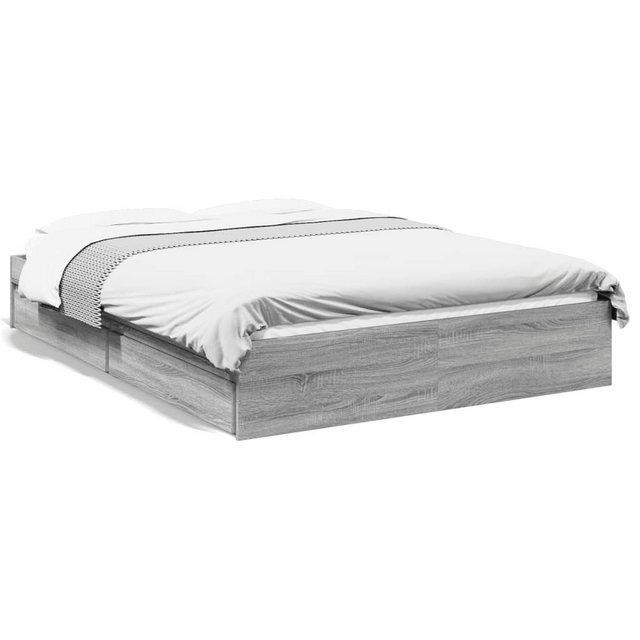 vidaXL Bett Bettgestell mit Schubladen Grau Sonoma 140x190 cm Holzwerkstoff günstig online kaufen