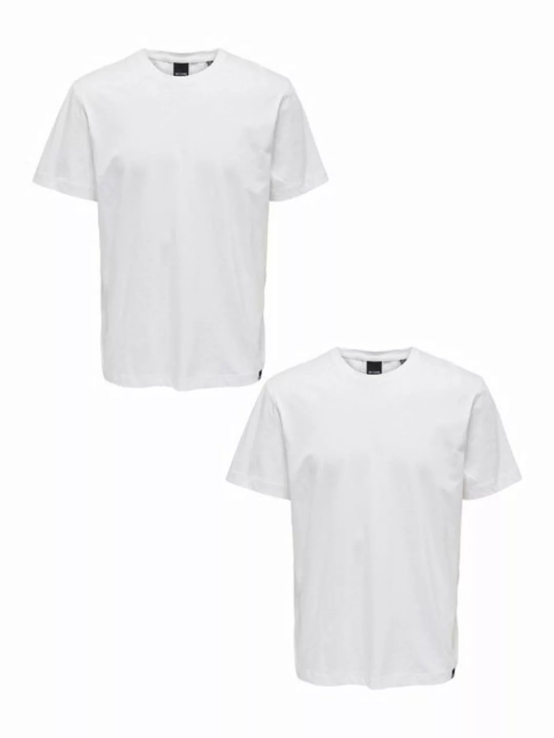 ONLY & SONS T-Shirt T-Shirt 2er-Set Rundhals Kurzarm (1-tlg) 7642 in Weiß-2 günstig online kaufen