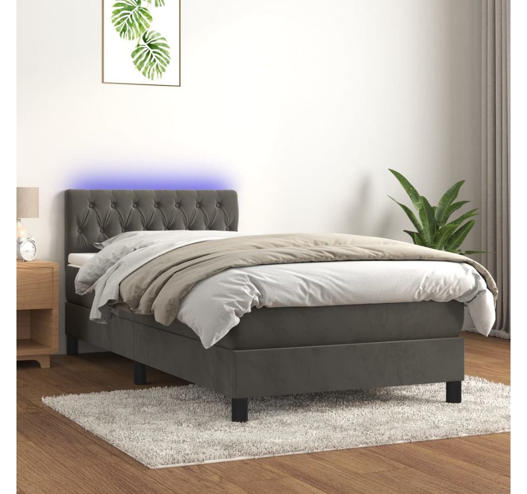 vidaXL Boxspringbett Bett Boxspringbett mit Matratze & LED Samt (90 x 190 c günstig online kaufen