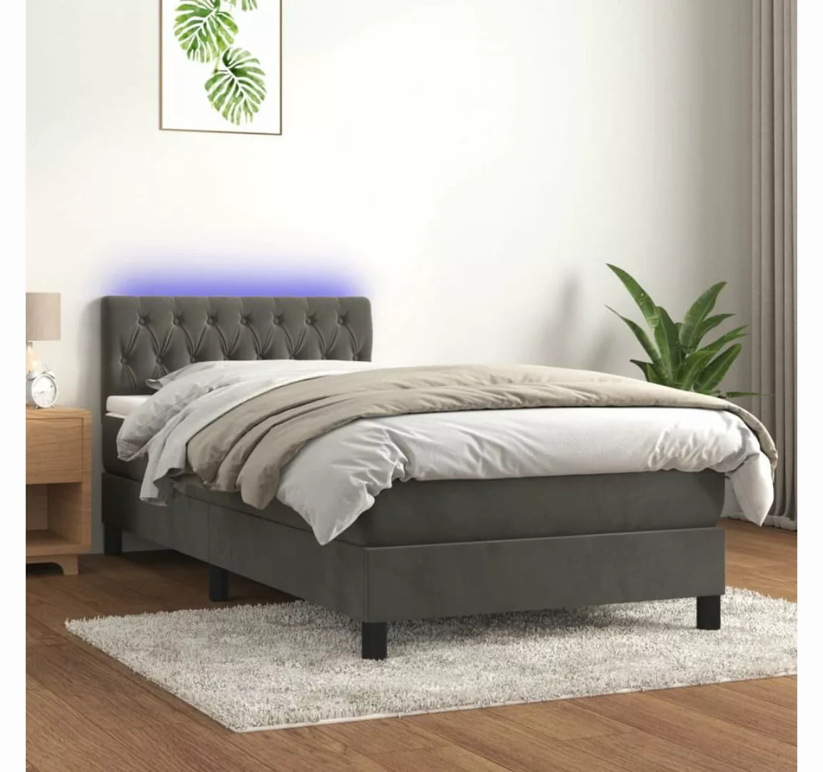 vidaXL Boxspringbett Bett Boxspringbett mit Matratze & LED Samt (90 x 200 c günstig online kaufen