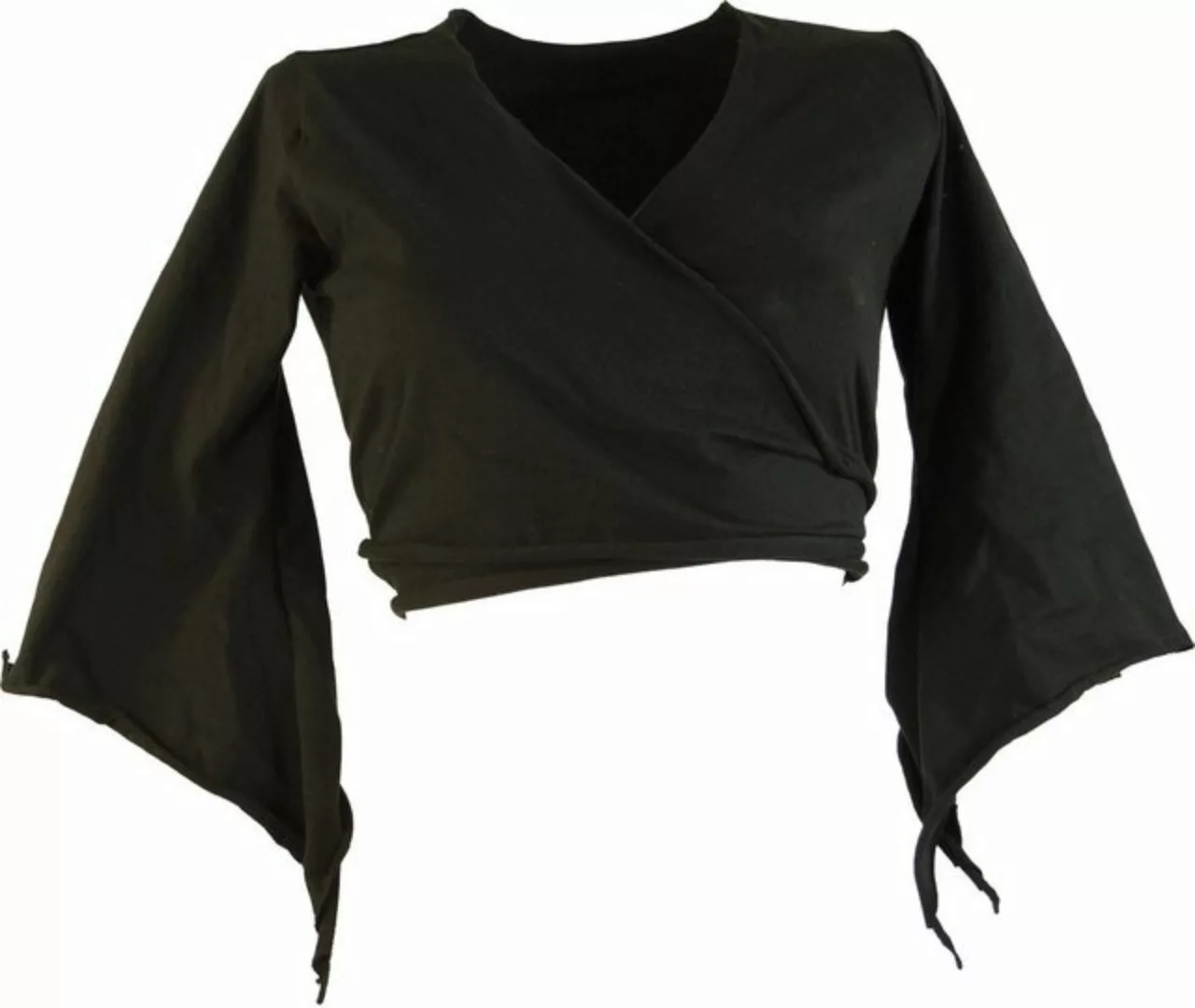 Guru-Shop T-Shirt Elfen Top, Top Goa-chic, Wickeltop - schwarz Ethno Style, günstig online kaufen