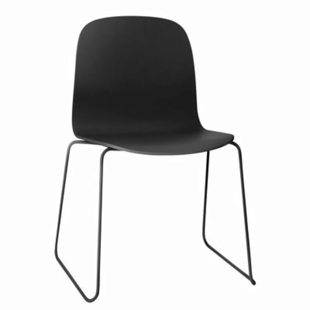 Stapelbarer Stuhl Visu holz schwarz / Stahlbeine - Muuto - Schwarz günstig online kaufen