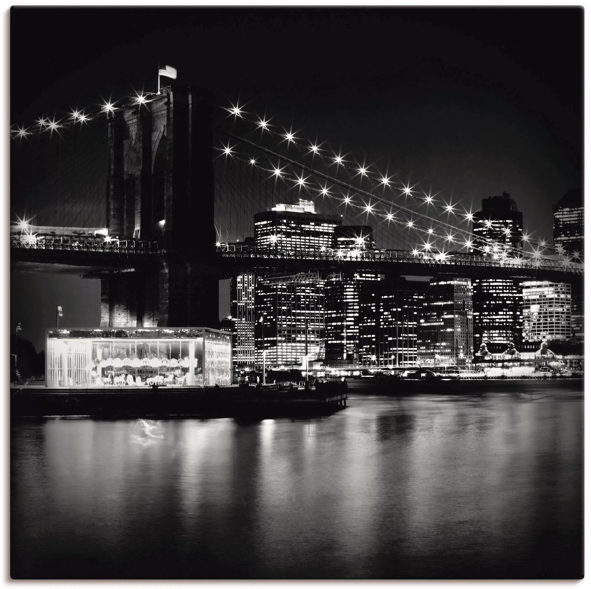 Artland Wandbild »NYC Brooklyn Bridge bei Nacht«, Amerika, (1 St.), als Lei günstig online kaufen